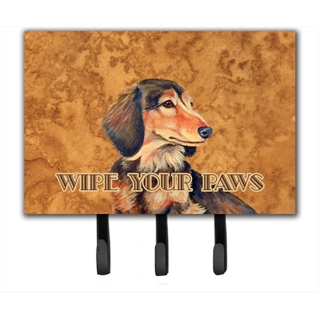 Carolines Treasures 6 x 9 in. Longhair Chocolate Dachshund Wipe Your Paws Leash or Key Holder CA74822